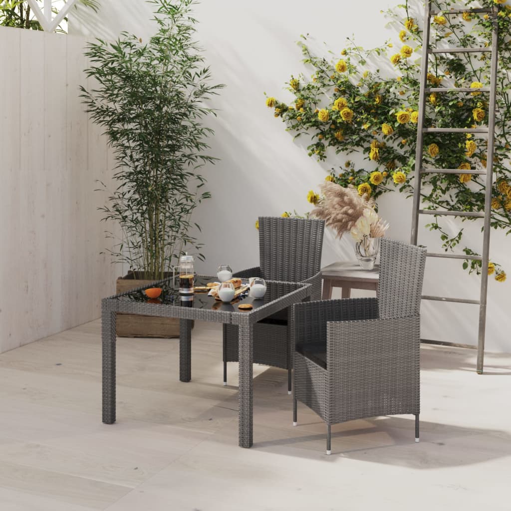 Matgrupp För Trädgården Med Dynor 11 Delar Konstrotting Svart