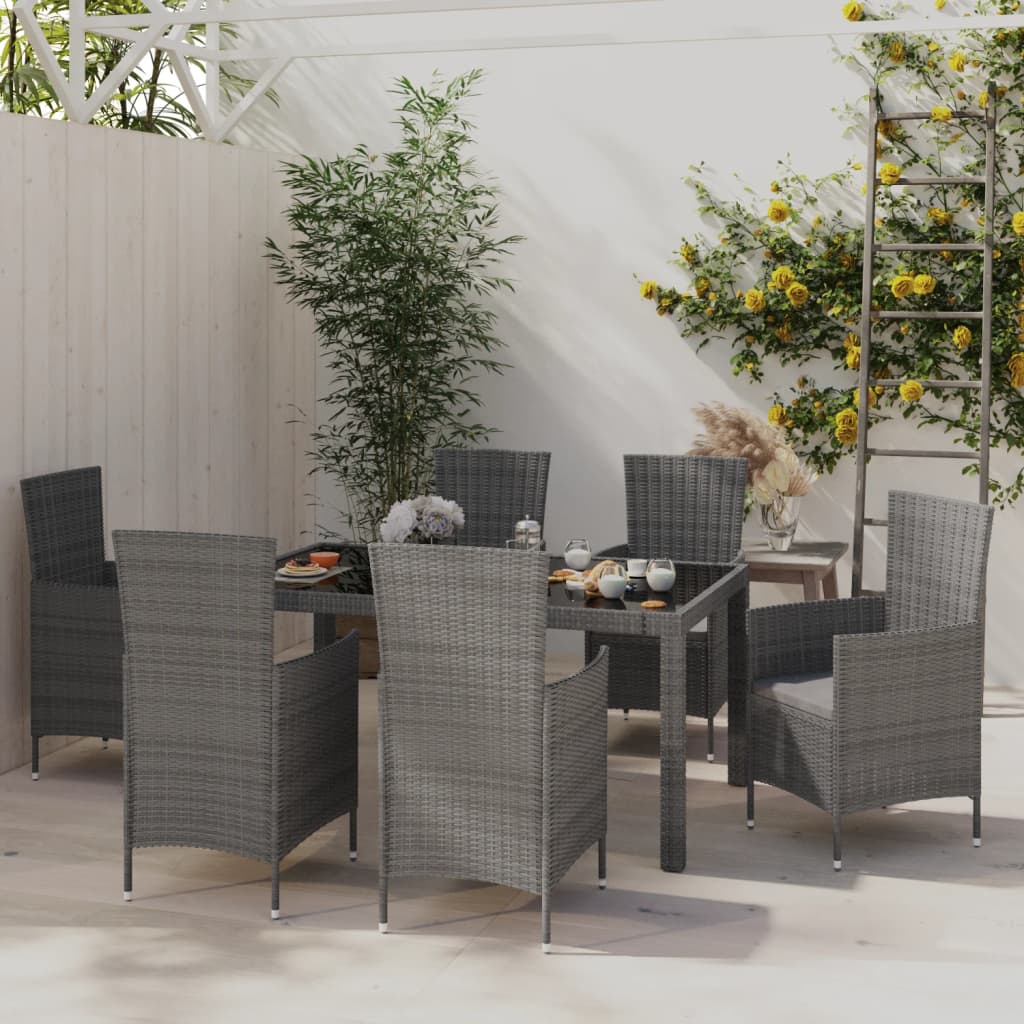 Matgrupp För Trädgården Med Dynor 11 Delar Konstrotting Svart