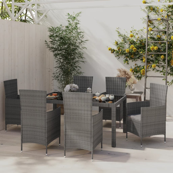Matgrupp För Trädgården Med Dynor 11 Delar Konstrotting Svart