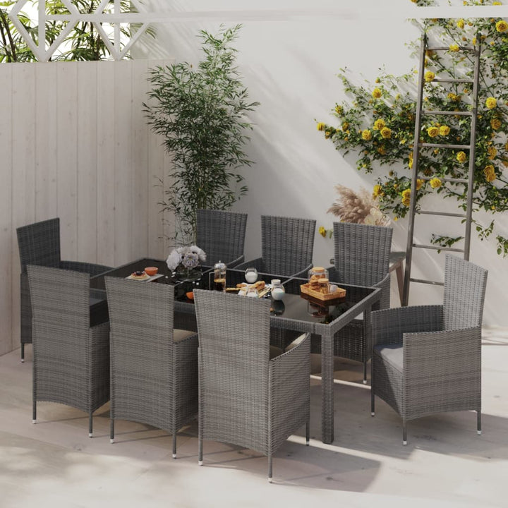 Matgrupp För Trädgården Med Dynor 11 Delar Konstrotting Svart