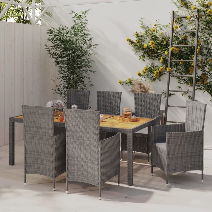 Matgrupp För Trädgården Med Dynor 9 Delar Konstrotting Grå