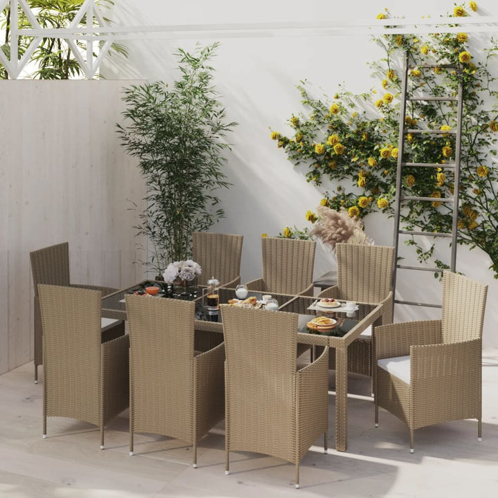 Matgrupp För Trädgården Med Dynor 11 Delar Konstrotting Svart