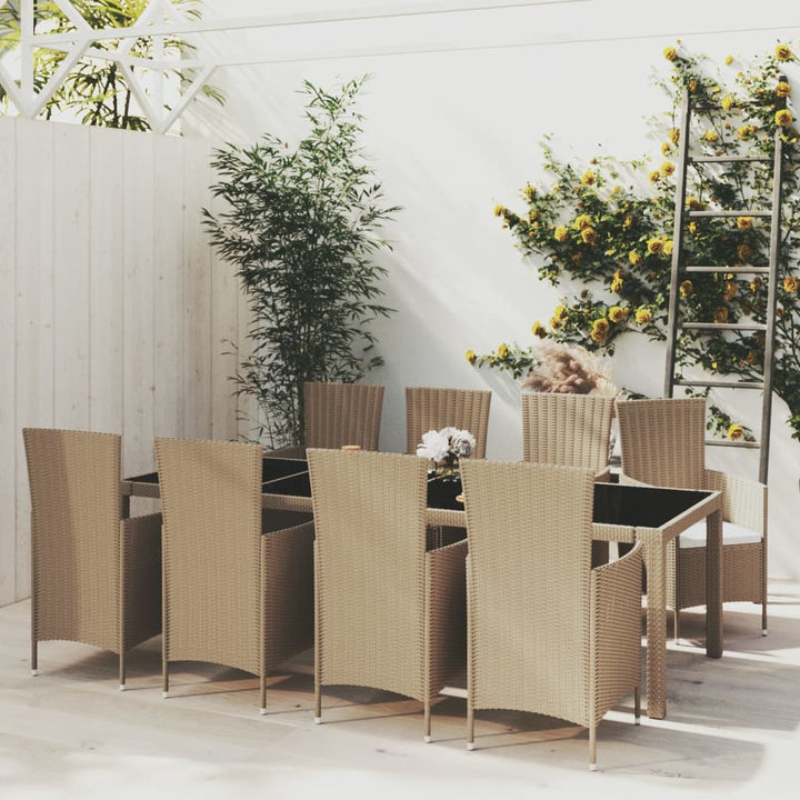 Matgrupp För Trädgården Med Dynor 11 Delar Konstrotting Svart