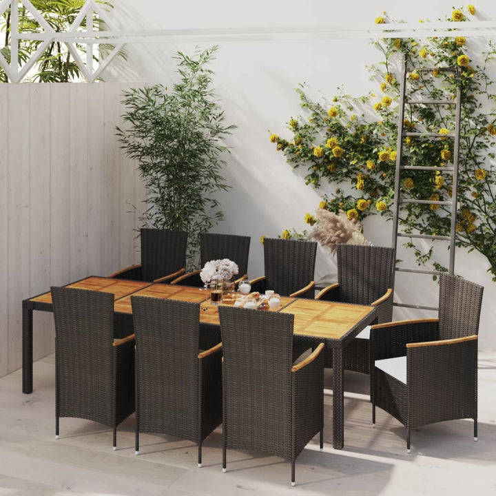 Matgrupp För Trädgården Med Dynor 5 Delar Konstrotting Svart