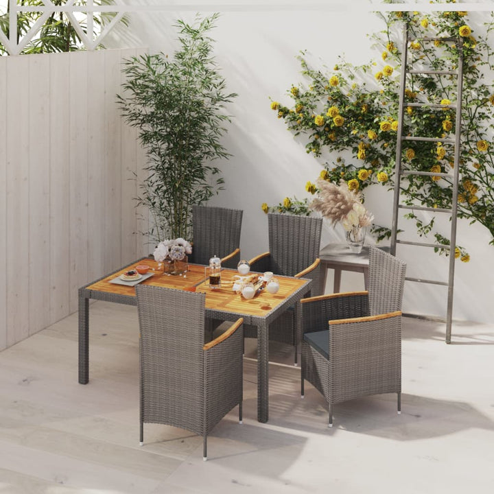 Matgrupp För Trädgården Med Dynor 5 Delar Konstrotting Grå