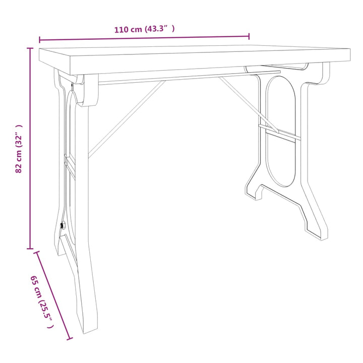 Matbord 110X65X82 Cm Massivt Granträ Och Järn