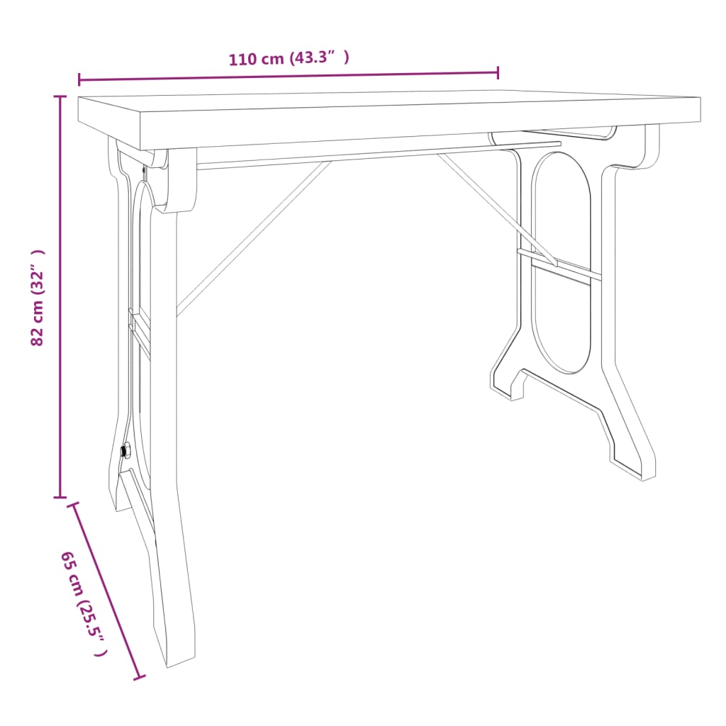 Matbord 110X65X82 Cm Massivt Granträ Och Järn