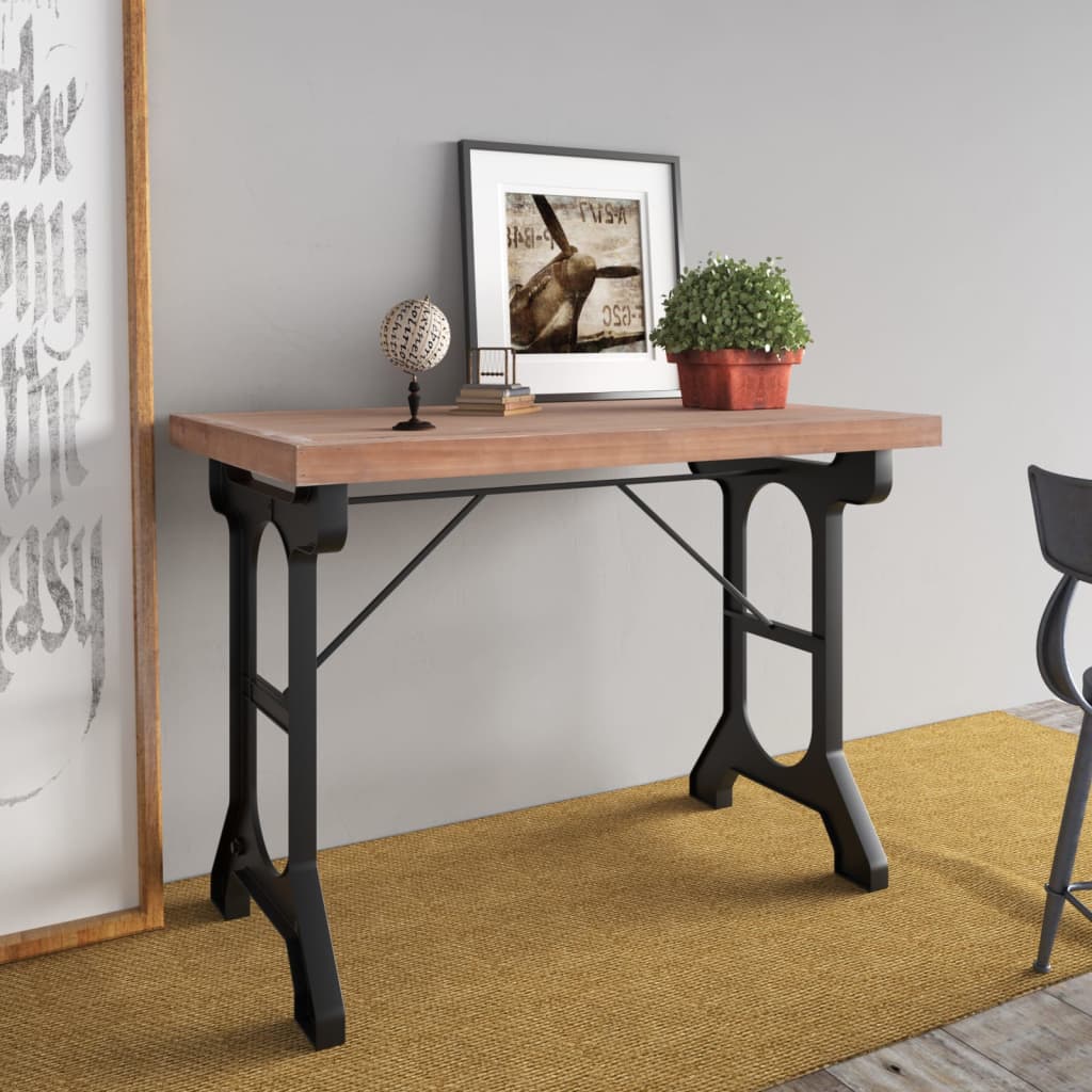Matbord 110X65X82 Cm Massivt Granträ Och Järn