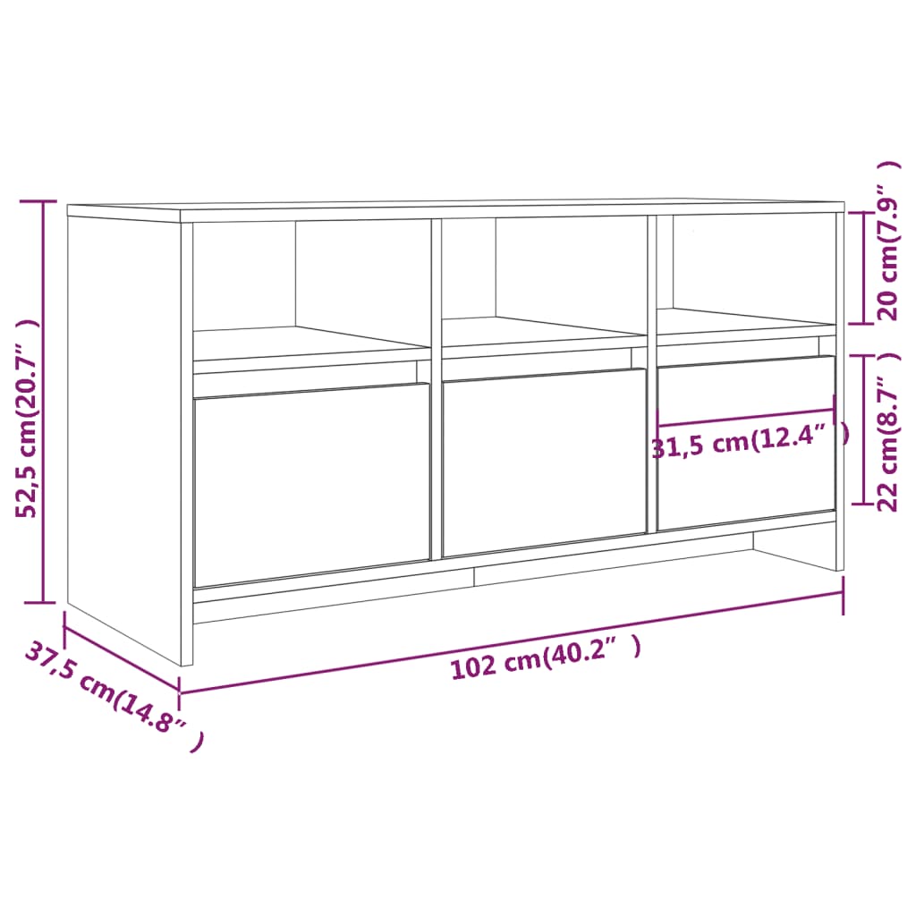 Tv-Bänk 102X37,5X52,5 Cm Konstruerat Trä