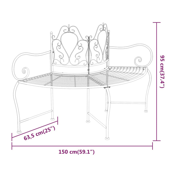 Trädbänk 150 Cm Svart Stål