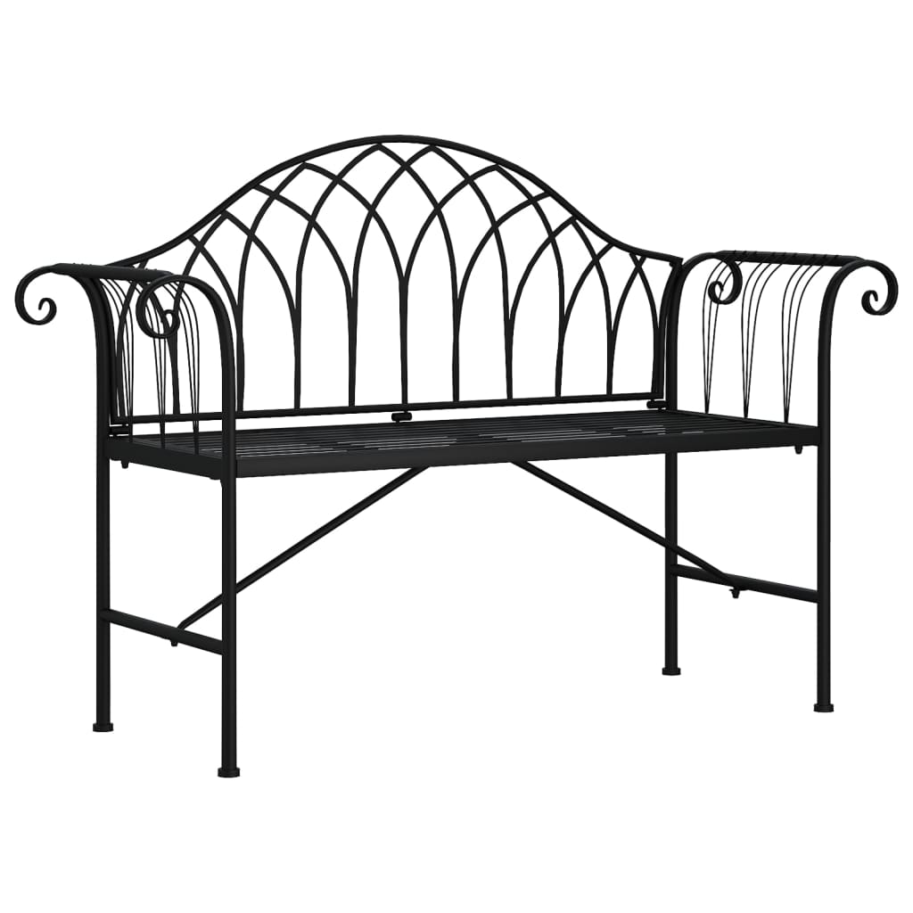 Trädgårdsbänk 2-Sits 128 Cm Svart Stål
