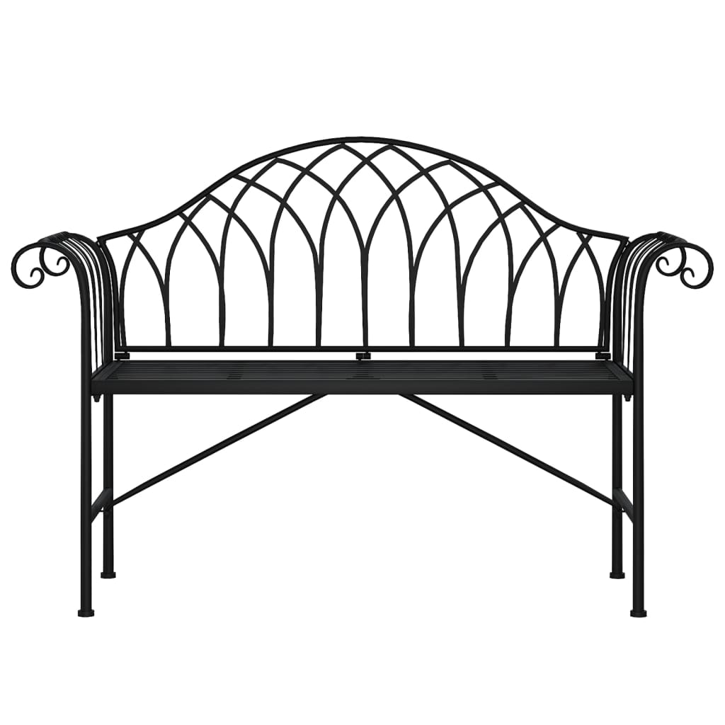 Trädgårdsbänk 2-Sits 128 Cm Svart Stål