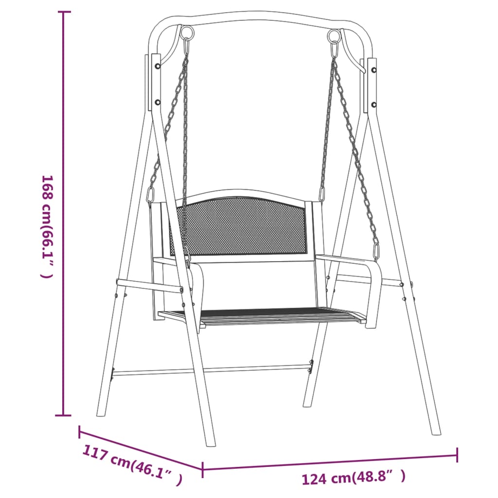 Hammock 124 Cm Svart Stål