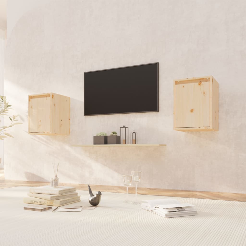 Väggskåp 2 St 30X30X40 Cm Massiv Furu