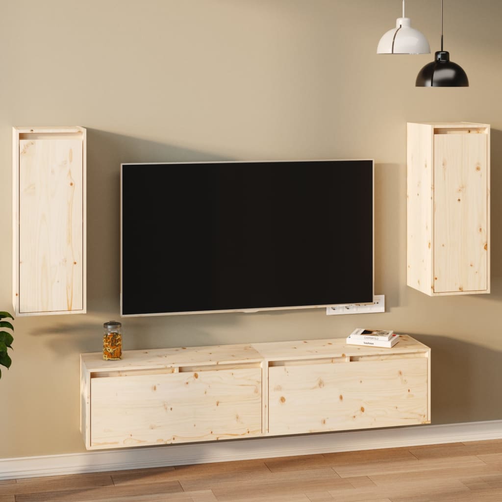Väggskåp 2 St 30X30X80 Cm Massiv Furu