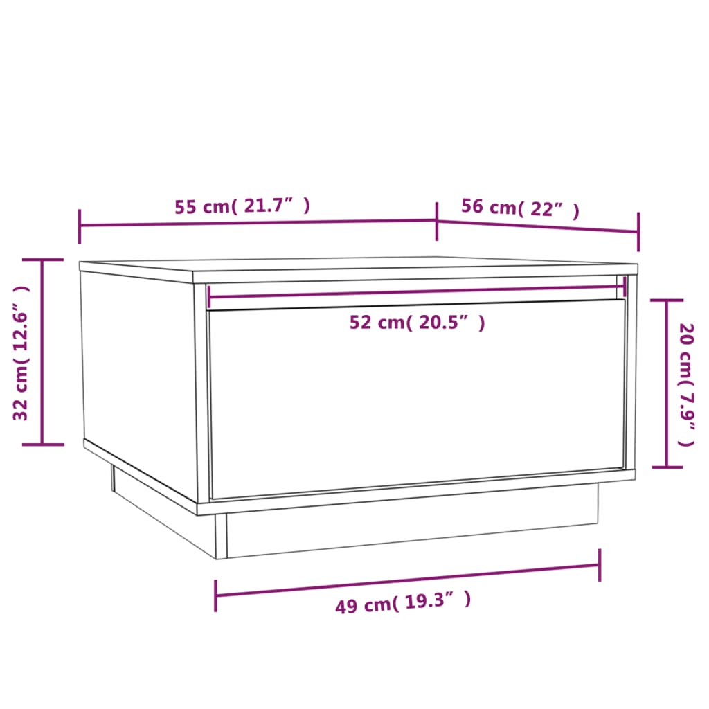 Soffbord 55X56X32 Cm Massivt Furu