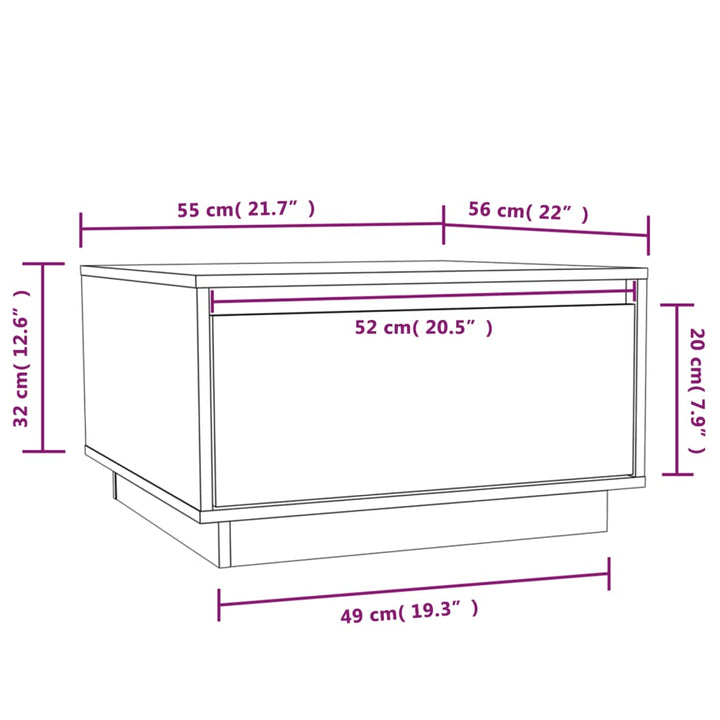 Soffbord 55X56X32 Cm Massivt Furu