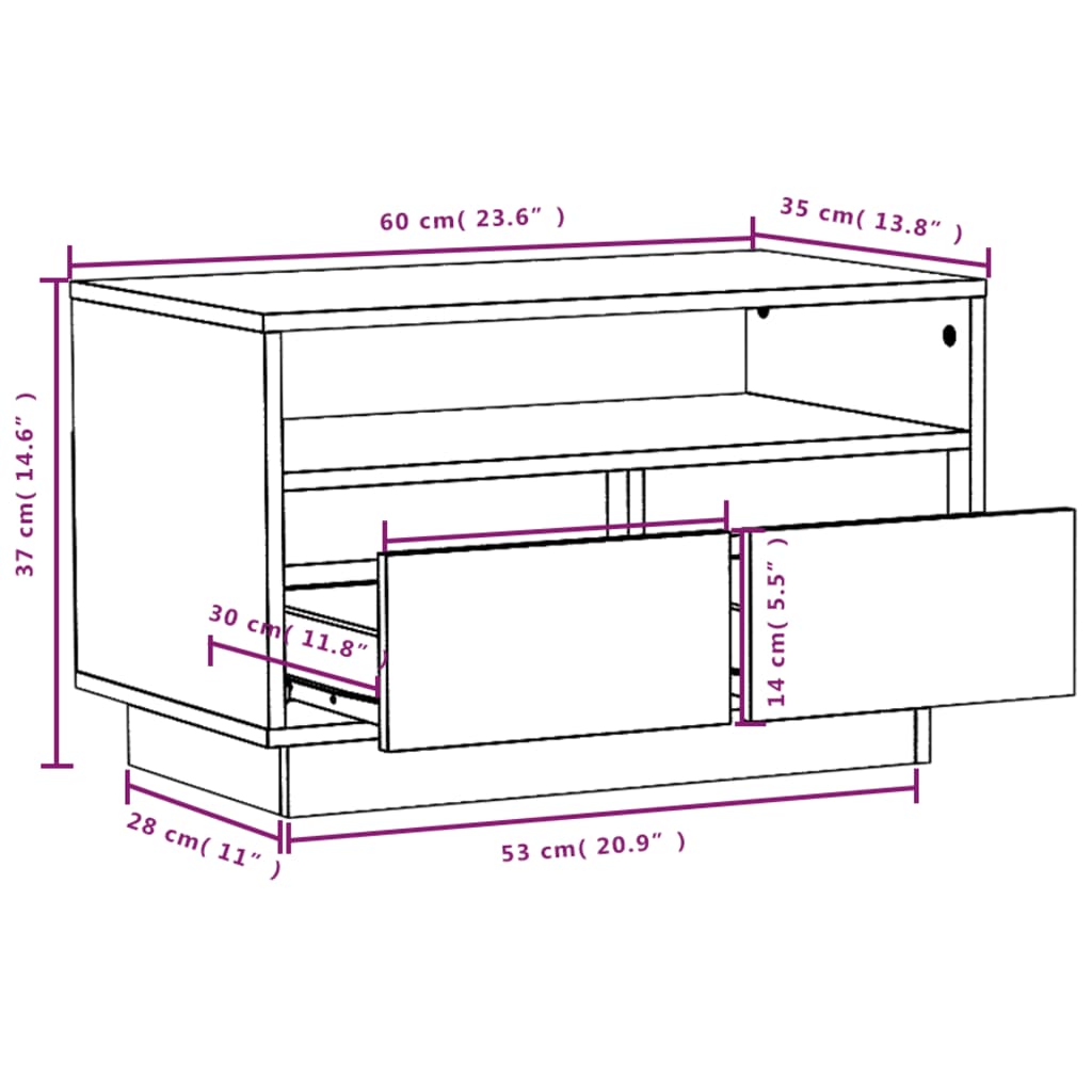 Tv-Bänk 60X35X37 Cm Massiv Furu