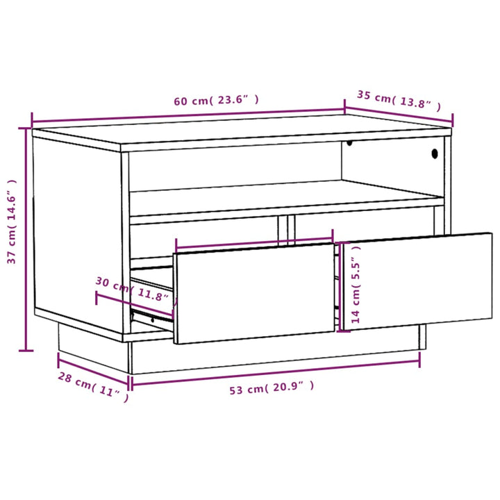 Tv-Bänk 60X35X37 Cm Massiv Furu