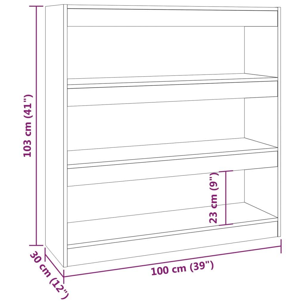 Bokhylla/Rumsavdelare Högglans Vit 100X30X103 Cm