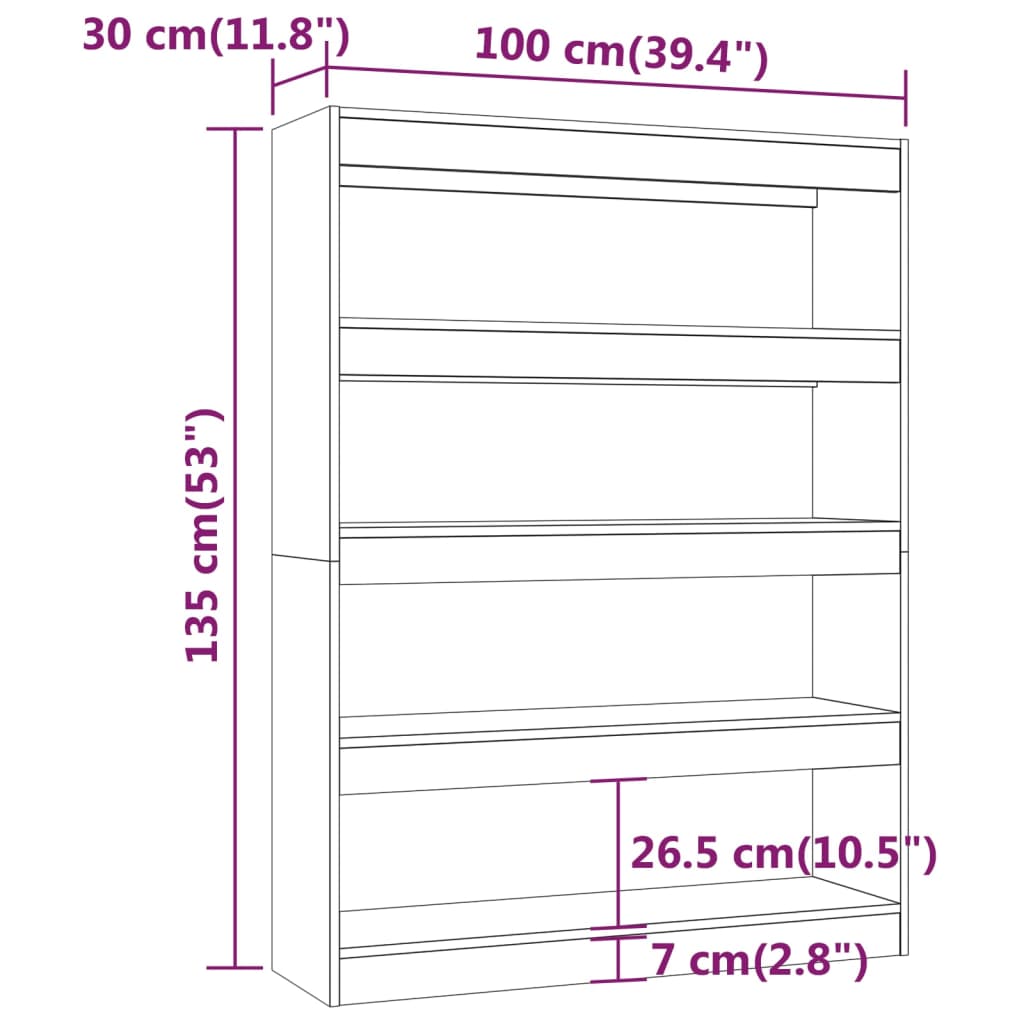 Bokhylla/Rumsavdelare 100X30X135 Cm