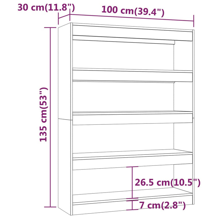 Bokhylla/Rumsavdelare 100X30X135 Cm