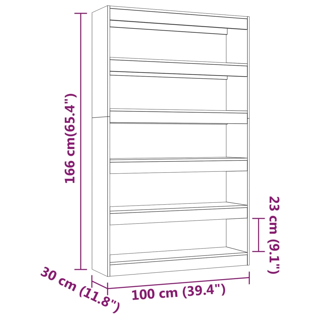 Bokhylla/Rumsavdelare Högglans Vit 100X30X166 Cm