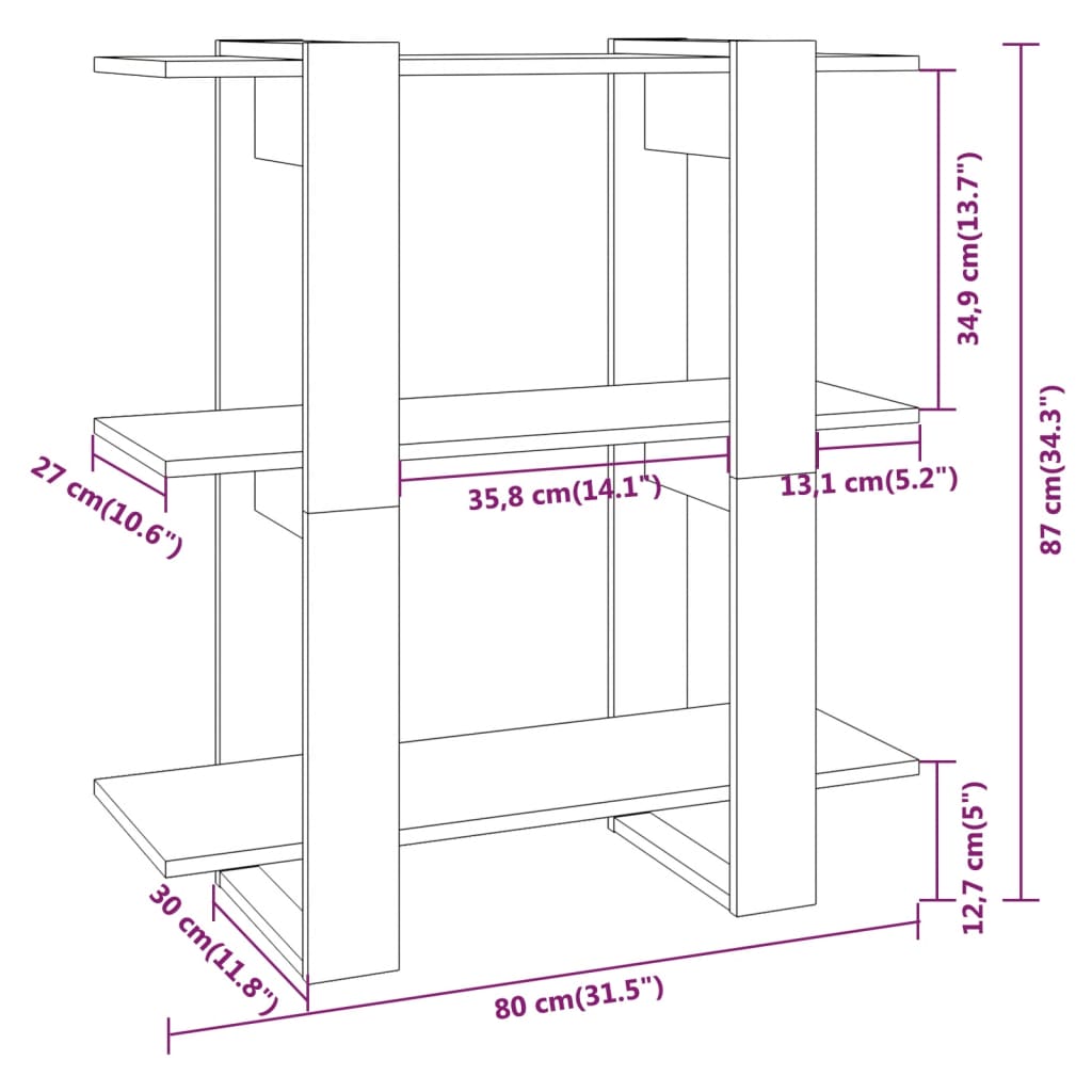 Bokhylla/Rumsavdelare 80X30X87 Cm