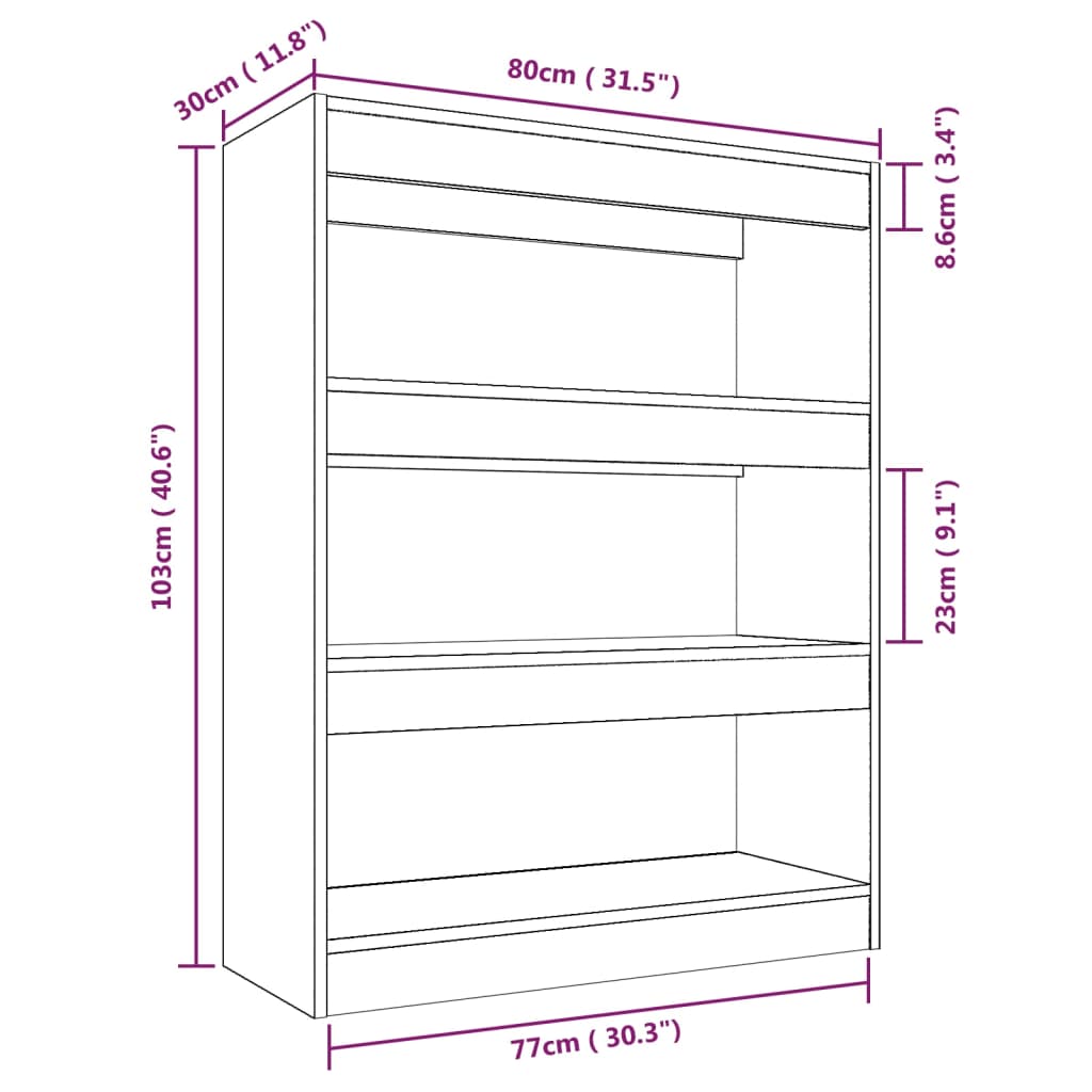 Bokhylla/Rumsavdelare Sonoma-Ek 80X30X103 Cm Konstruerat Trä