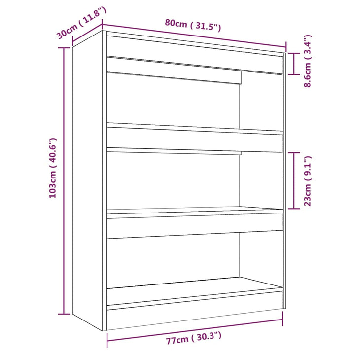 Bokhylla/Rumsavdelare Sonoma-Ek 80X30X103 Cm Konstruerat Trä