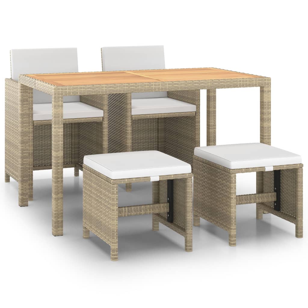 Matgrupp För Trädgården Med Dynor 5 Delar Konstrotting Beige