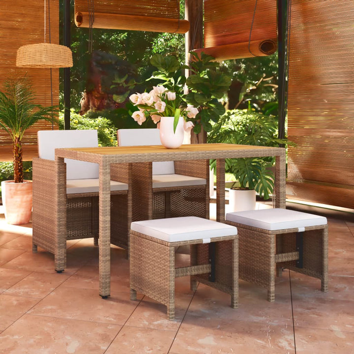 Matgrupp För Trädgården Med Dynor 5 Delar Konstrotting Beige