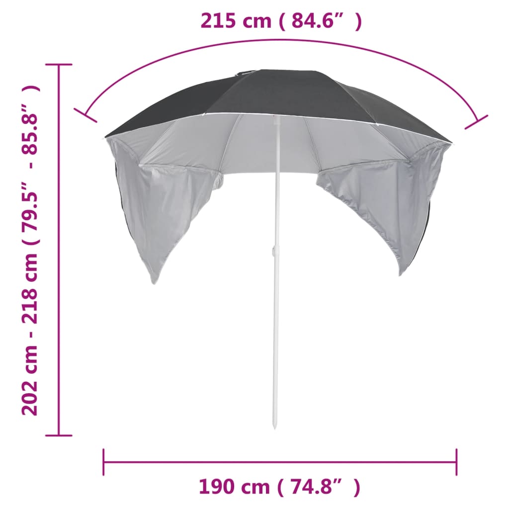 Strandparasoll Med Sidoväggar 215 Cm