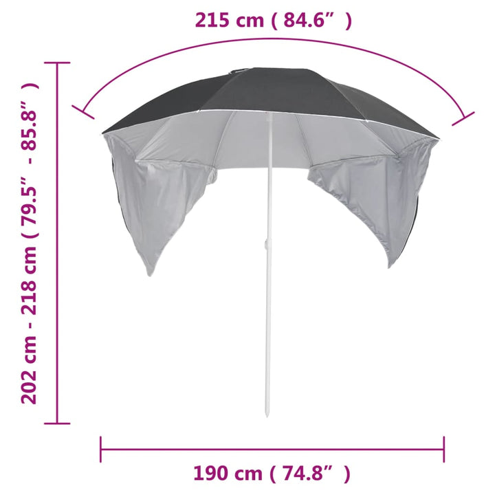 Strandparasoll Med Sidoväggar 215 Cm