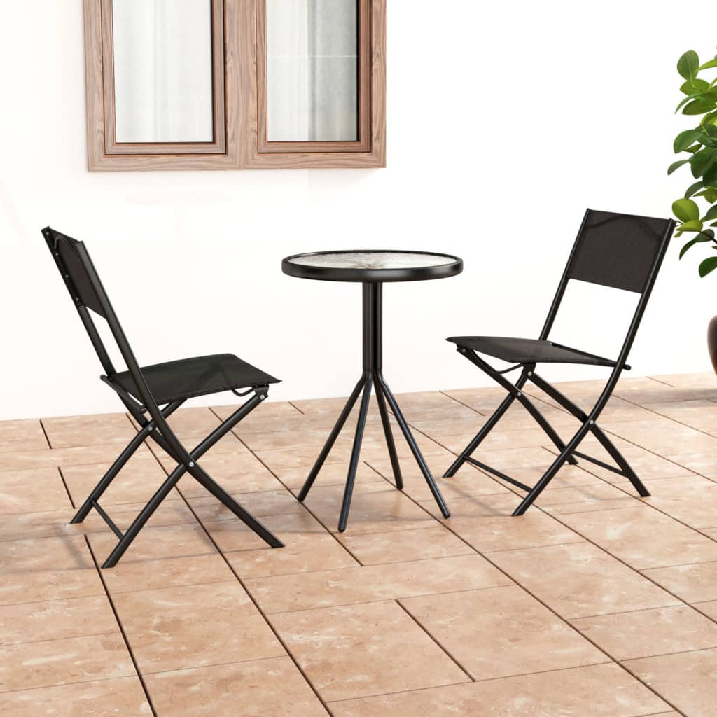 Caféset 3 Delar Stål Svart