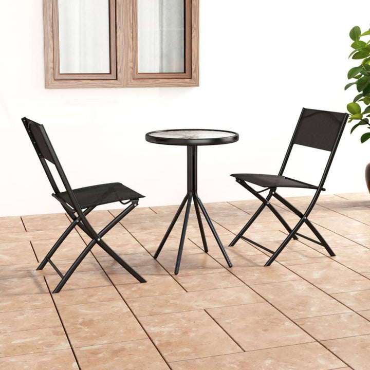 Caféset 3 Delar Stål Svart