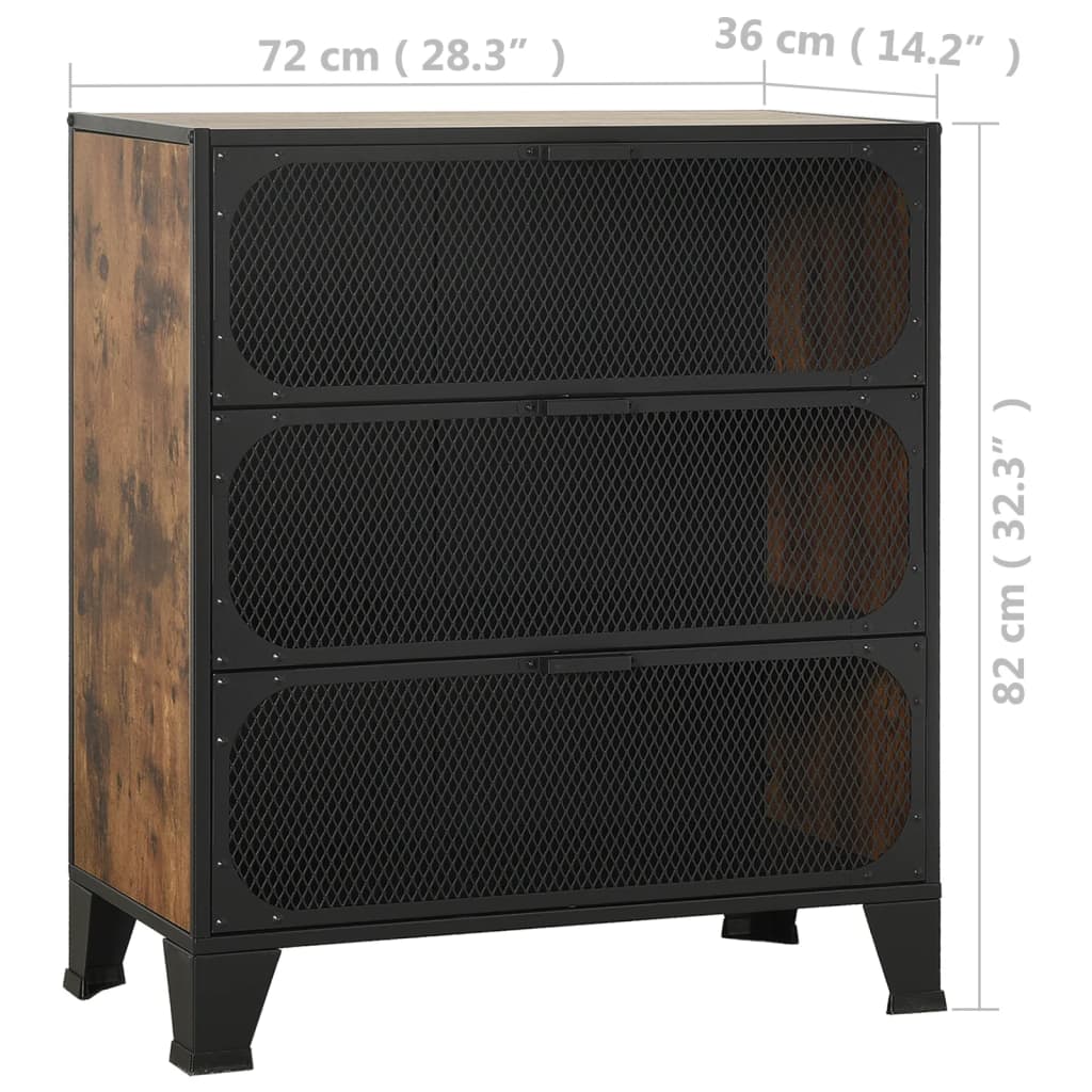 Förvaringsskåp 2 Delar 72X36X82 Cm Metall Och Mdf