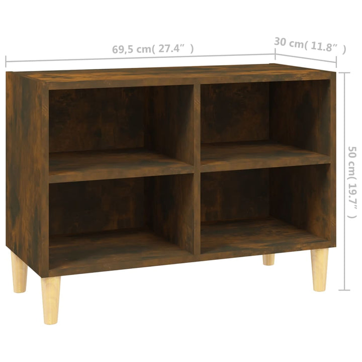 Tv-Bänk Med Ben I Massivt Trä 69,5X30X50 Cm