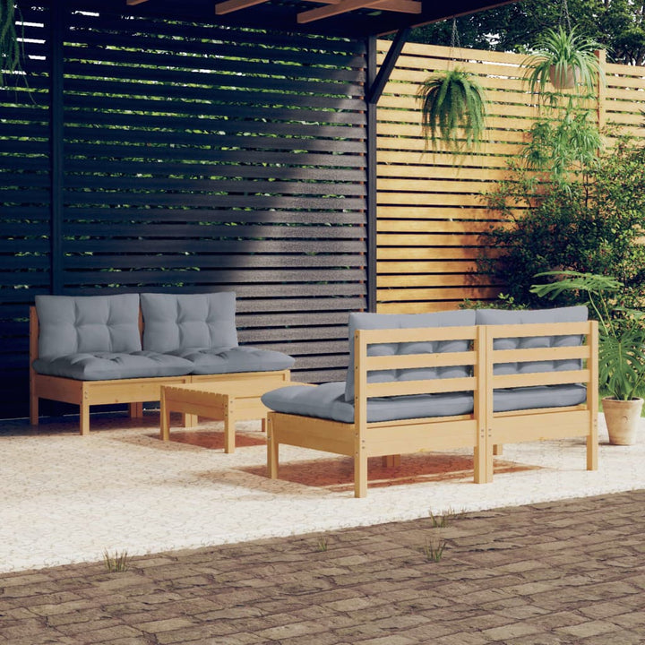 Loungegrupp Med Antracit Dynor 5 Delar Massiv Furu
