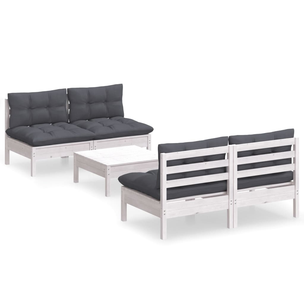 Loungegrupp Med Antracit Dynor 5 Delar Massiv Furu