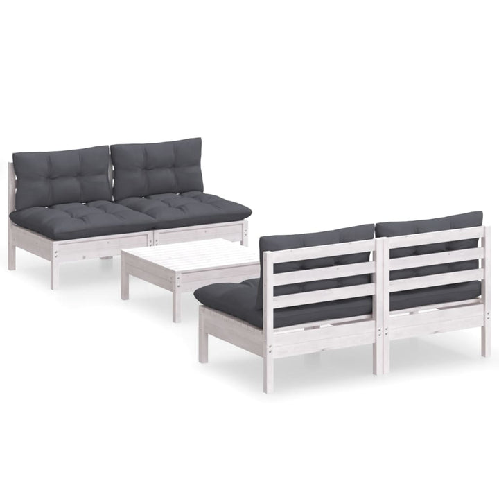 Loungegrupp Med Antracit Dynor 5 Delar Massiv Furu