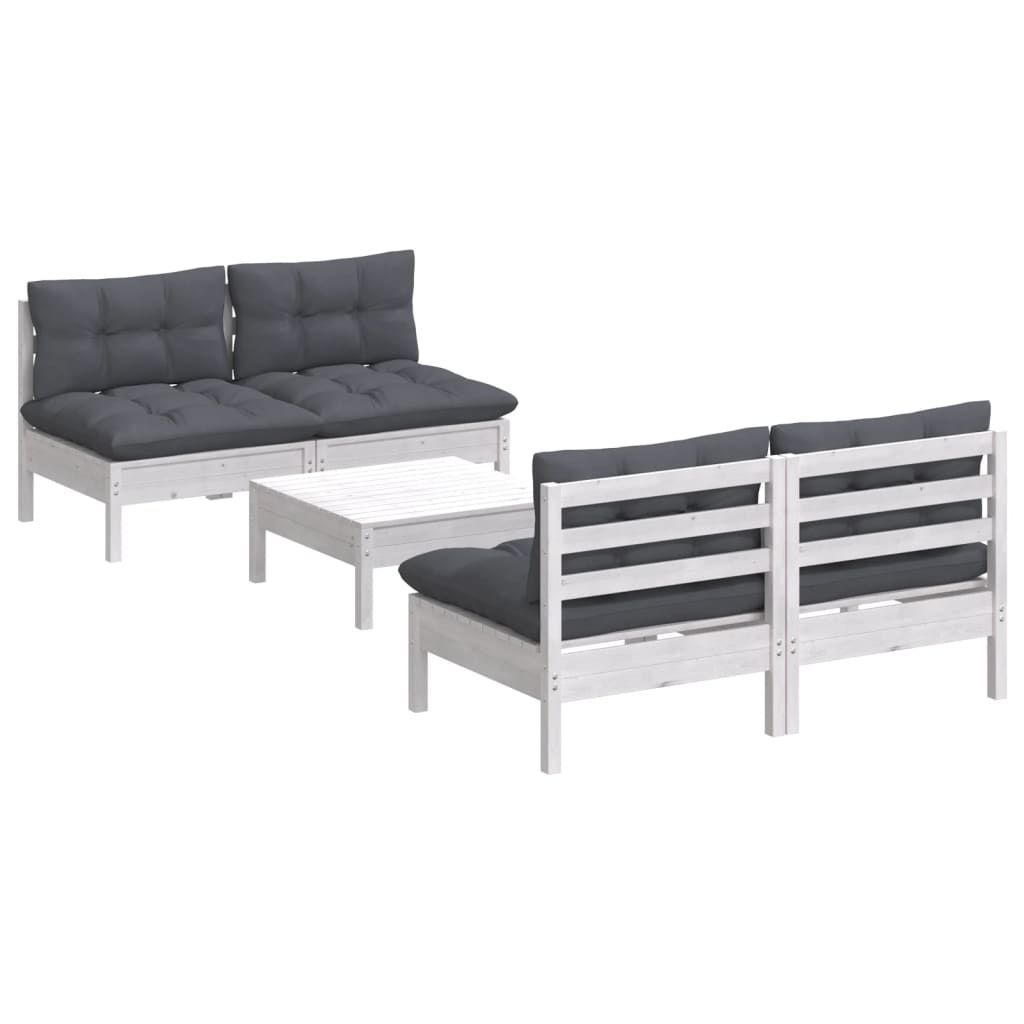 Loungegrupp Med Antracit Dynor 5 Delar Massiv Furu