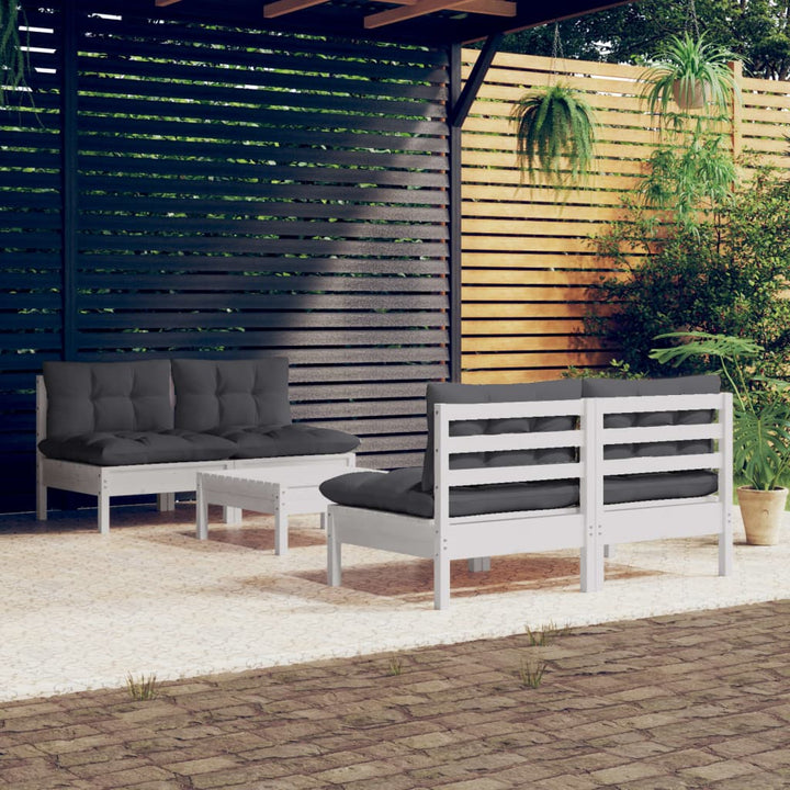 Loungegrupp Med Antracit Dynor 5 Delar Massiv Furu