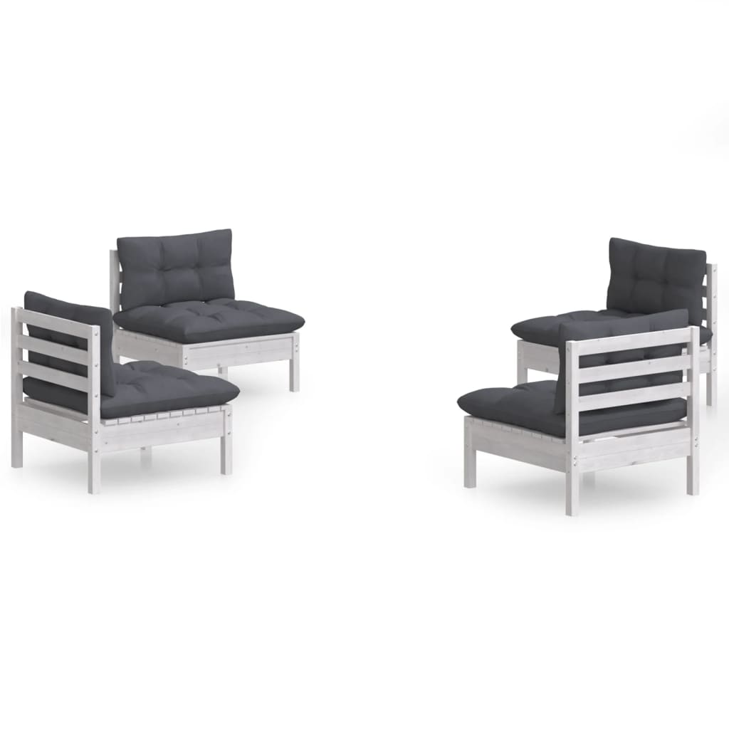 Loungegrupp Med Antracit Dynor 4 Delar Massiv Furu