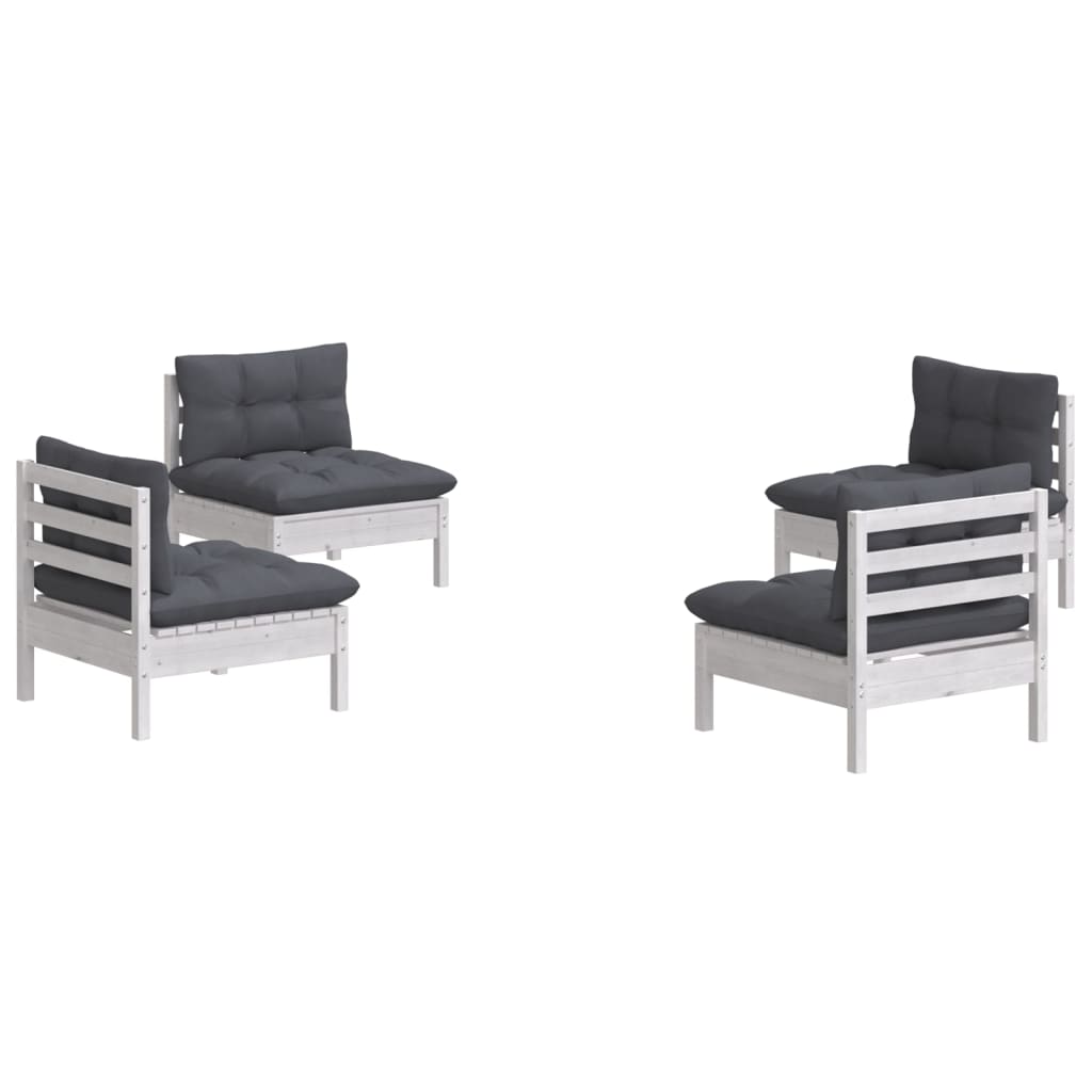 Loungegrupp Med Antracit Dynor 4 Delar Massiv Furu