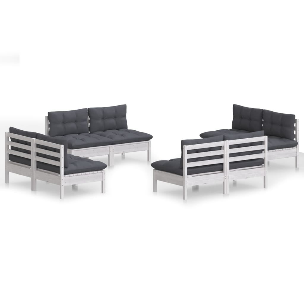 Loungegrupp Med Antracit Dynor 8 Delar Massiv Furu