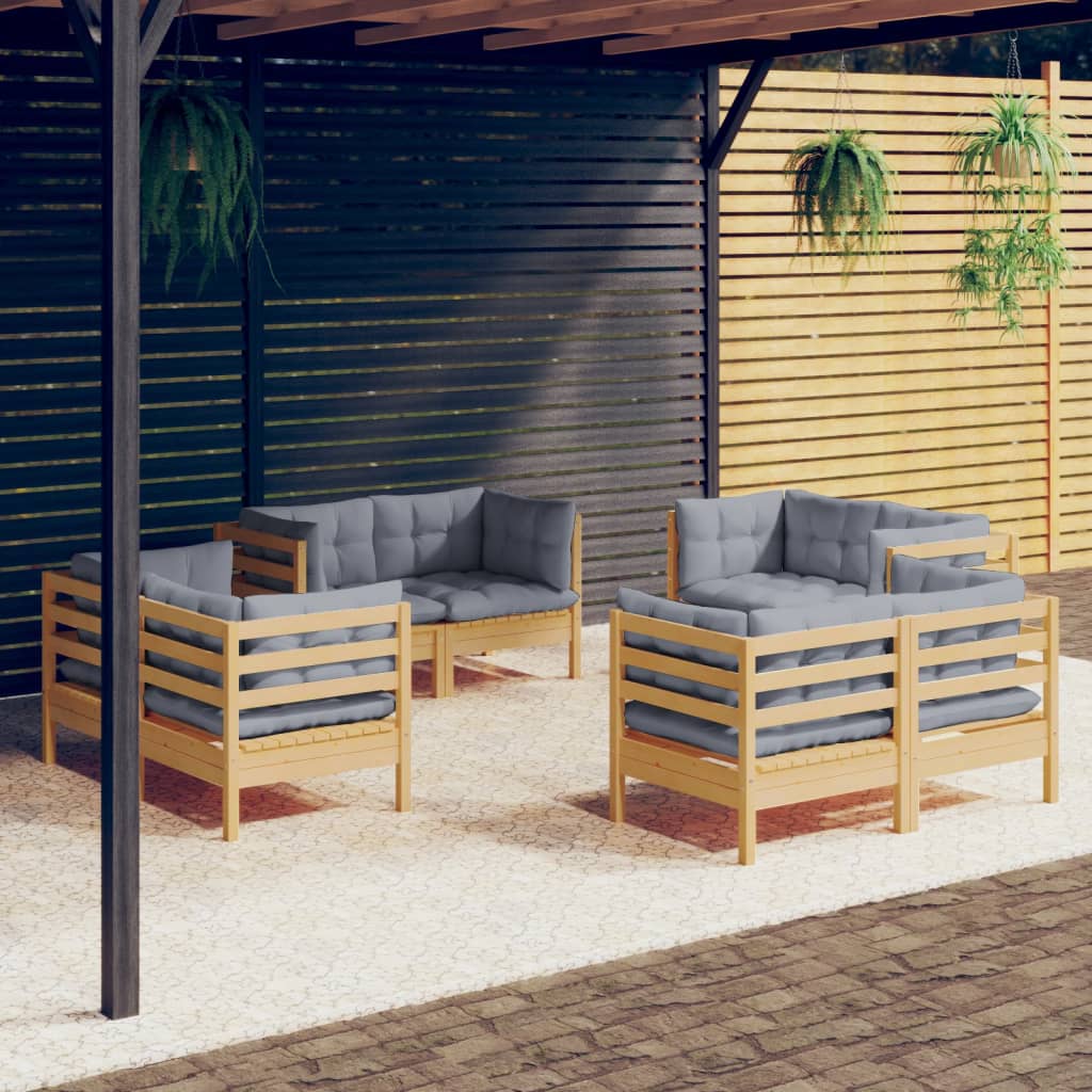 Loungegrupp Med Antracit Dynor 8 Delar Massiv Furu