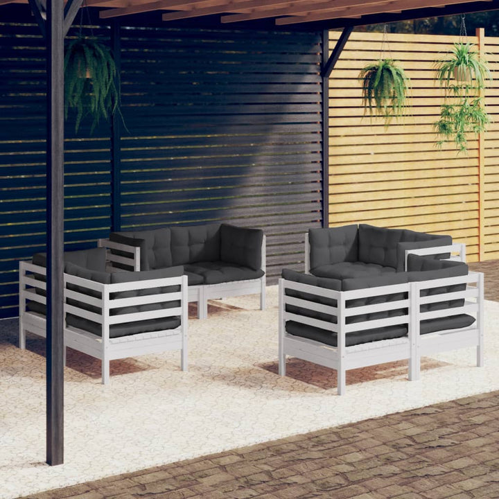 Loungegrupp Med Antracit Dynor 8 Delar Massiv Furu