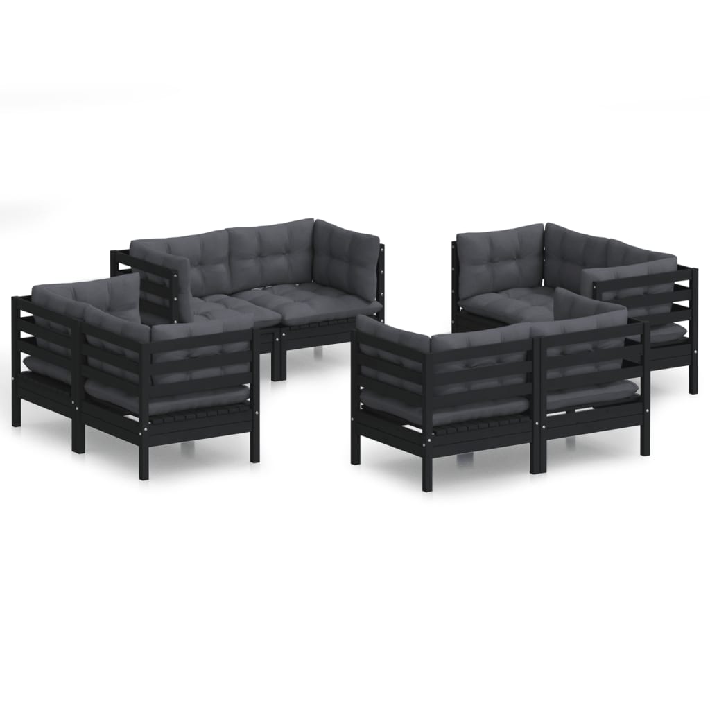 Loungegrupp Med Antracit Dynor 8 Delar Massiv Furu