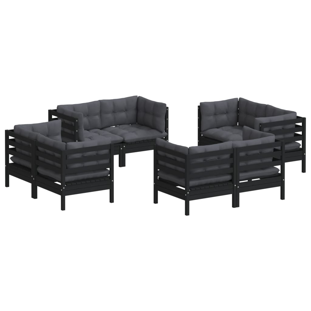 Loungegrupp Med Antracit Dynor 8 Delar Massiv Furu